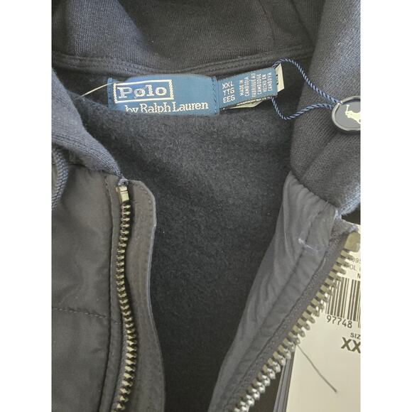 Polo Ralph Lauren Men’s XXL/2XL Hybrid Full Zip Hooded Jacket Navy Blue Quilted - Picture 7 of 9